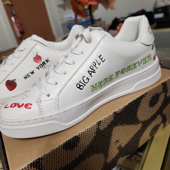 Coach High Line Leather Lace Up Scribble NYC Sneaker - Picture 7 of 14